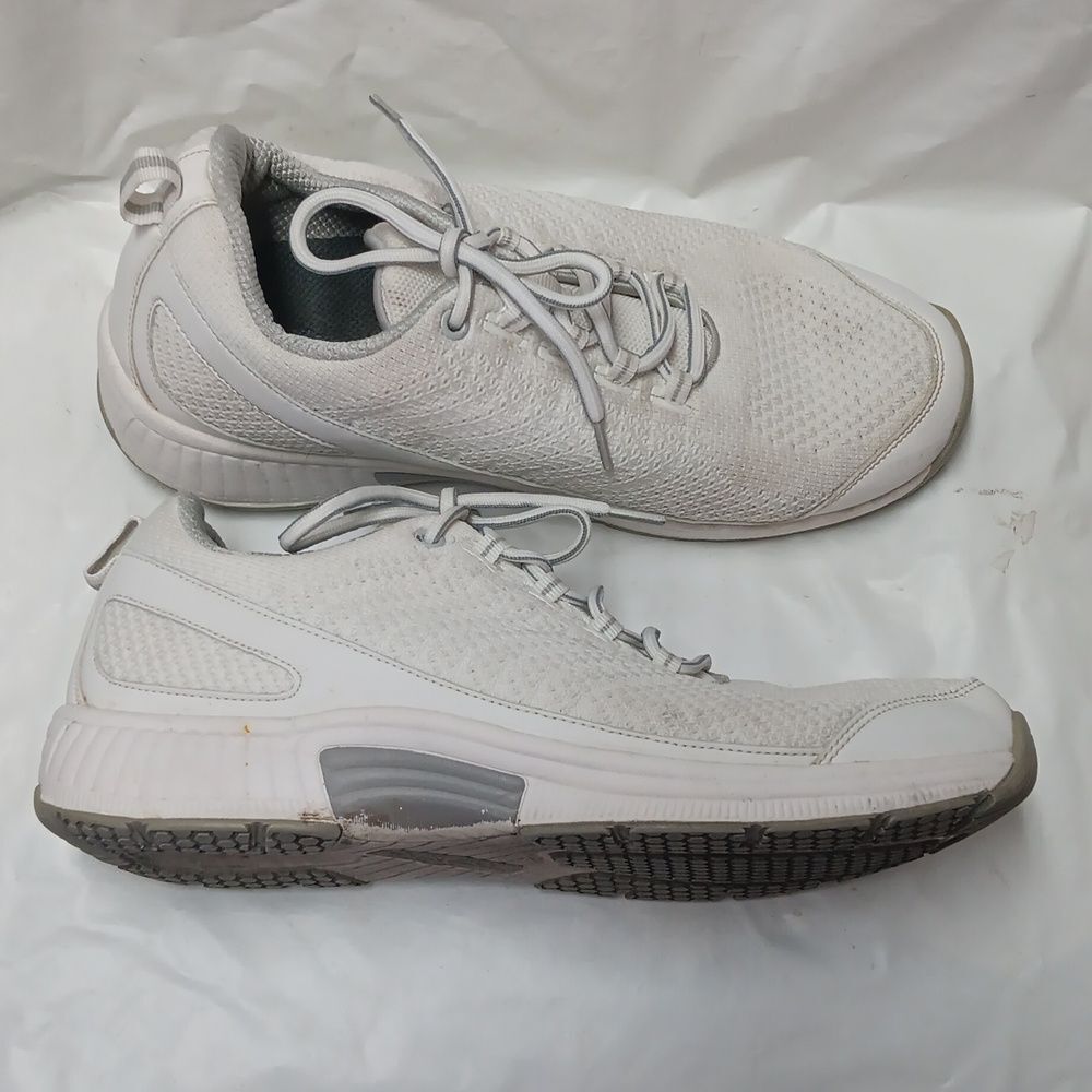 Orthofeet White Sneakers with Breathable Mesh Upper and Low Top Design